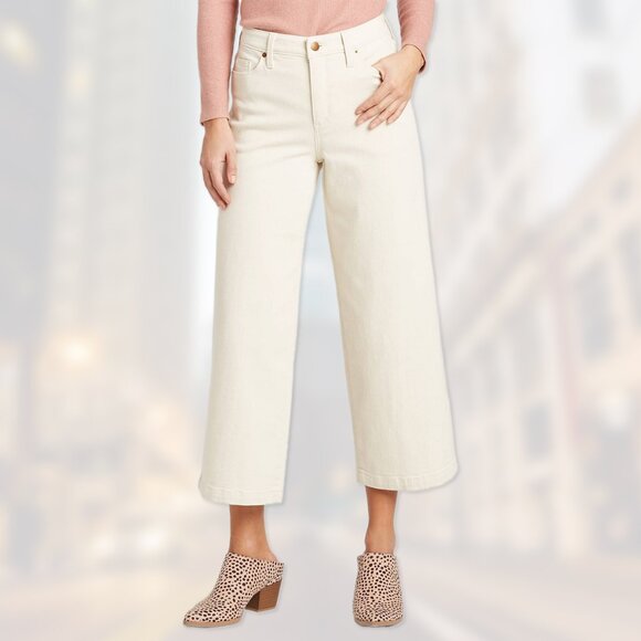 NWT Highest-Rise Wide-Leg Cream/Ivory Cropped Jeans - Women's Plus Sizes 16, 18 - Picture 1 of 3